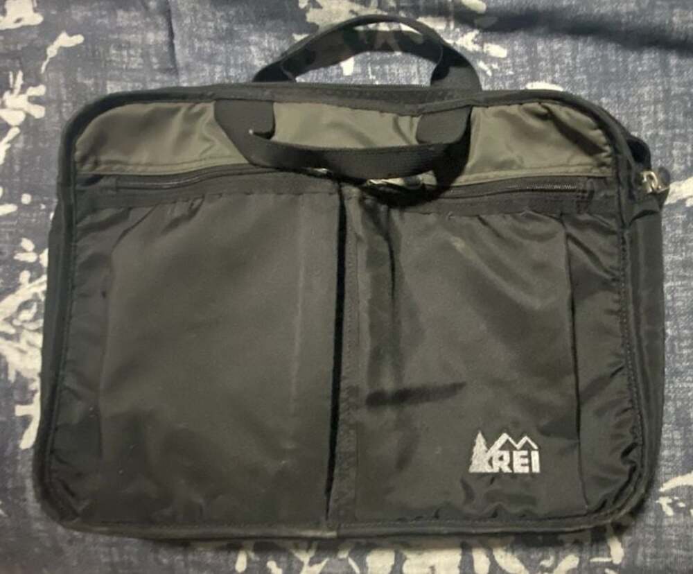 REI Black Nylon Laptop Briefcase Messenger Bag